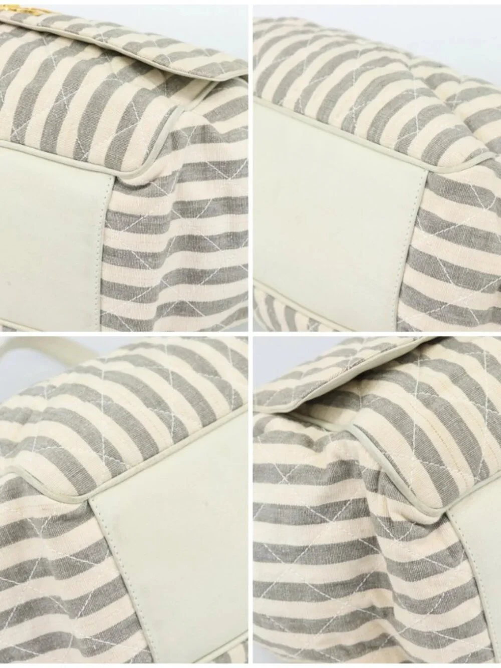 CHANEL Matelasse Shoulder Bag Canvas Light Blue White CC Auth 48071AV
